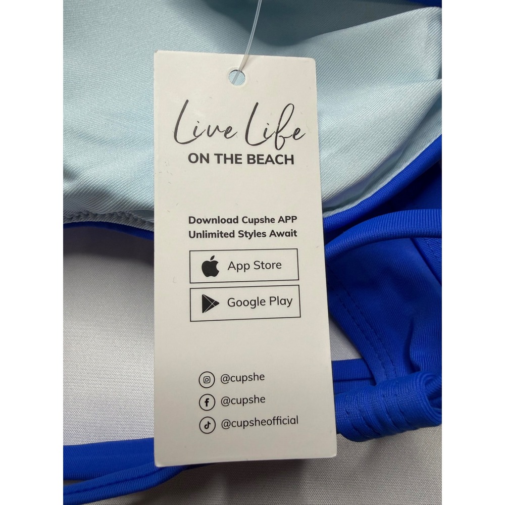 Cupshe Womens Royal Blue Lace Up Back Triangle Bikini Set Size M - Picture 14 of 15